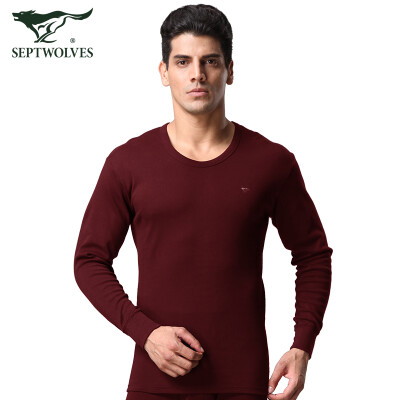 

Seven wolves Qiuyi Qiuku mens thermal underwear cotton base thin suit mens round neck autumn&winter cotton sweater 98101A wine red