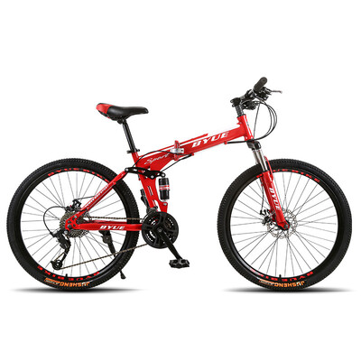 

BYUEBIKE 26 inch double disc brake folding variable speed mountain bike cross country shock-absorbing bicycle for men&women