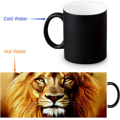 

Lion 350ml12oz Heat Reveal Mug Color Change Coffee Cup Sensitive Morphing Mugs Magic Mug Milk Tea Cups