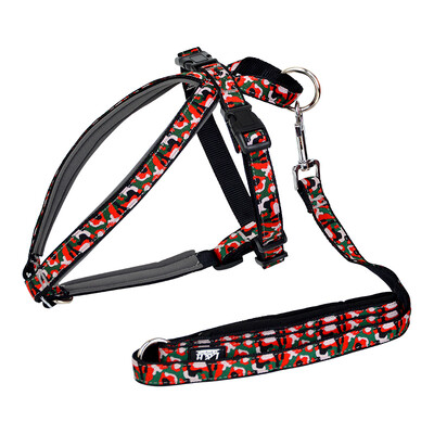 

L&H Lohas Strap Set Collar Saddle Dog Chest Strap Traction Rope Pet Dog Strap Hyena Rope - Medium Dog Applicable Retro Ethnic Series Camouflage Red L