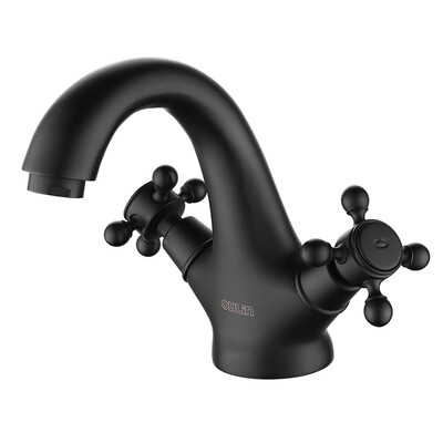 

Ou Lin OULIN OL-MPU205 black antique double handle single hole basin faucet European art wash basin faucet