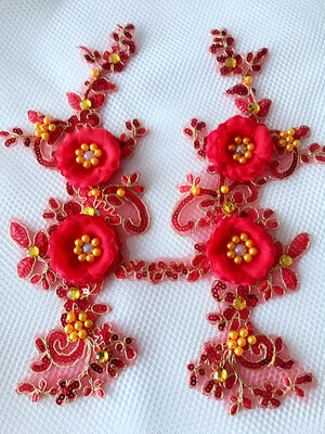 

Handmade redgolden sew on peal patches lace applique 2813cm for top dress skirt