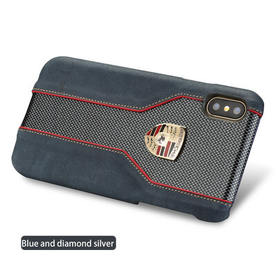 

LANGSIDI натуральный кожаный чехол для iPhone X Высокое качество Diamond Texture Car Logo Back Cover