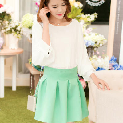 

spring womens small short skirt high waist pleated puff skirt spring&summer basic bust skirt