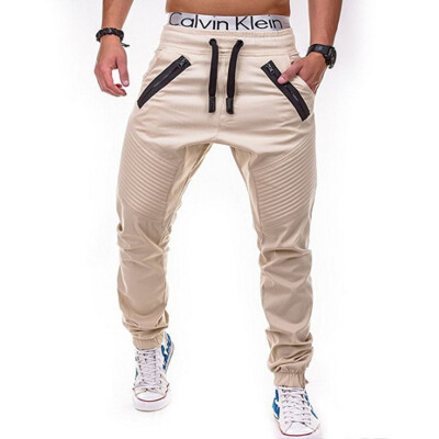 

New Mens Fashion Casual Cotton Pants Male Cotton Sport Pants Solid Colot Drawstring Pants