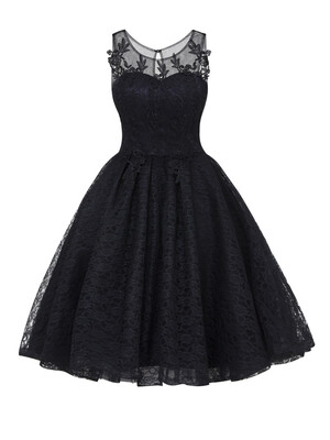 

CAZDZY Straps Appliques Knee-Length Lace Homecoming Dress