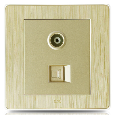 

Sidon CDN switch socket champagne gold wire drawing panel network socket closed-circuit socket computer TV socket
