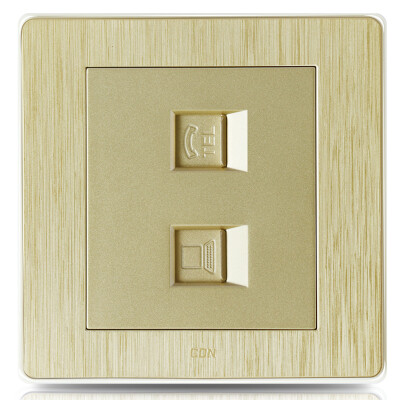 

Sidon (CDN) switch socket champagne gold brushed panel wall switch network socket phone + computer socket