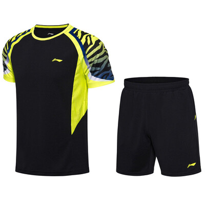 

Li Ning Men&39s Badminton Game Sports Suit Tops Shorts AATN013-2 Standard Black 2XL Code