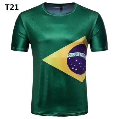 

2018 New World Cup Memorial T-shirts Short-sleeved Casual Fans Orgy Football Printing Series Sports Running Fitness Sweatshirt