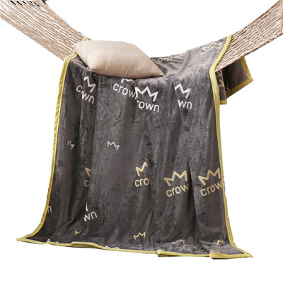 

iDouillet Super Soft Printed Micro Plush Fleece Blanket Throw Twin Full Queen King Yellow&White Crown Pattern on Dark Grey