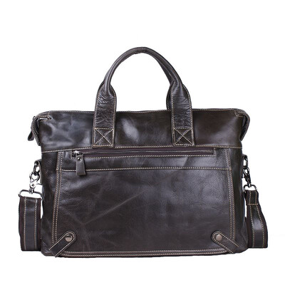 

New wax oil Genuine leather Bag mens shoulder bag real leather laptop briefcase business handbag men's travel bags men briefcase