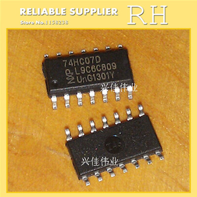 

100PCS/LOT 74HC07D SN74HC07DR SOP14 6 open collector inverter drive