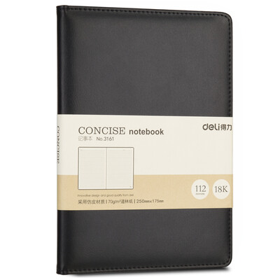 

Deli deli 16K112 large business leather this basic office notebook notebook black 3161