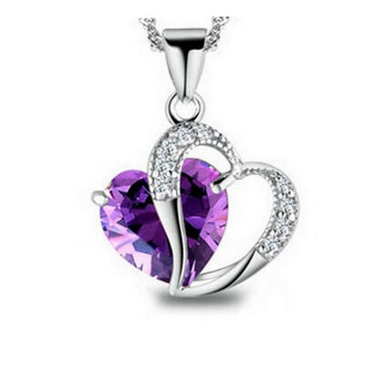 

Fashion Women Heart Crystal Rhinestone Silver Chain Pendant Necklace Cheap