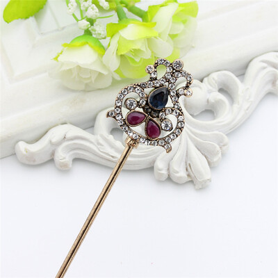 

Vintage Turkish Women Double Side Flower Hair Clasp Arabia Resin Hairpin Jewelry Antique India Bride Comb Tight Updo Hair Sticks