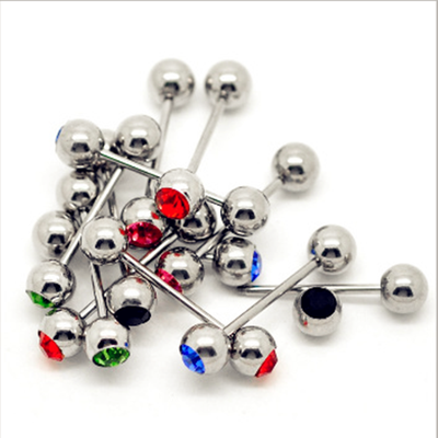 

10PC горячая нержавеющая сталь 1.6 * 16 * 16MM язык гвоздь кристалл язык перфорированный хип-хоп девушка мода язык кольцо пирсинг ювелирные изделия