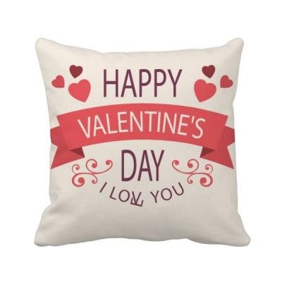 

Love You Happy Valentines Day Square Throw Pillow Insert Cushion Cover Home Sofa Decor Gift