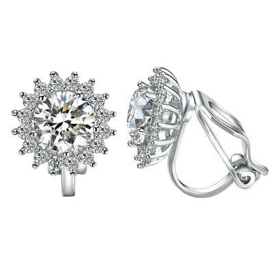 

Yoursfs CZ Clip Earrings для женщин 18K Rose Gold Plated Elements Zirconia Clip-on Earrings