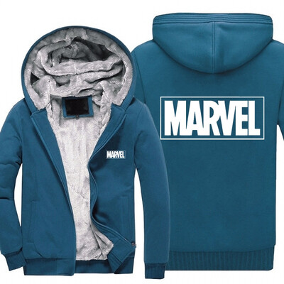 

2018 New USA SIZE Men Winter Autumn Hoodies MARVEL pattern Fleece Coat Baseball Uniform Sportswear Jacket wool