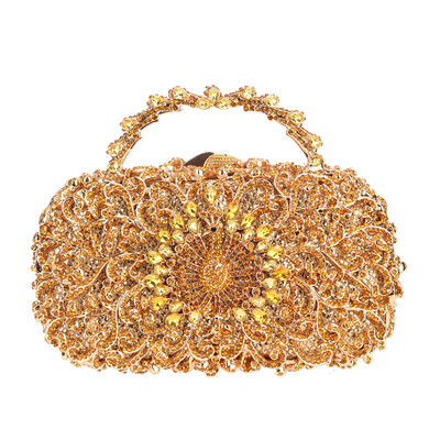 

Fawziya Peacock Metal Handle Clutch Purses For Women Evening Bags