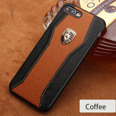 

LANGSIDI натуральный кожаный чехол для iPhone 7 Plus с высоким качеством Litchi Texture Car Logo Back Cover