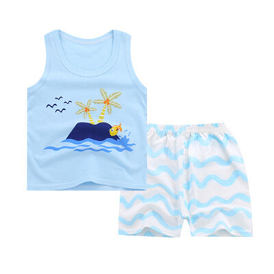 

Summer Baby Clothing Set Cartoon Boys Girls Children Clothes Set Sport Infant Kid Suits Tracksuits Cotton Vest Pants