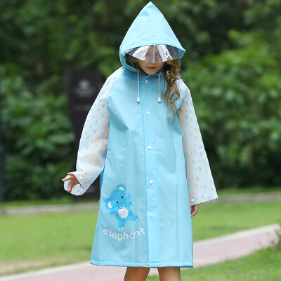 

Many beautiful childrens raincoat boys&girls childrens poncho bag thick cartoon student baby poncho inflatable hat blue XL