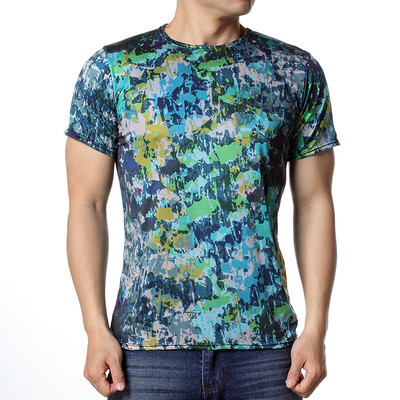 

Mens Camouflage Painting O-Neck Short Sleeve T-shirts