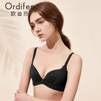 

Ou Difen no steel ring bra 2018 spring&summer new smooth lace thin mold cup bra ladies underwear sexy gathered beauty back bra XB8527 birch gray 3885A