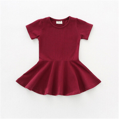 

2018 summer new girl dress cotton floral skirt short sleeves big skirt simple childrens skirt