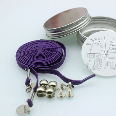 

JUP 3 Pairs High-grade Metal Box Packaging Lazy People Without The Strong Elastic Rubber Shoelaces Locking Shoes Laces Casual