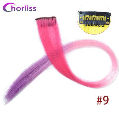 

Chorliss Clip In Hair Extensions 50Cm 20 Inch Long Colorful One Piece Synthetic Straight Fake Hair one Tone Pink Purple Blue