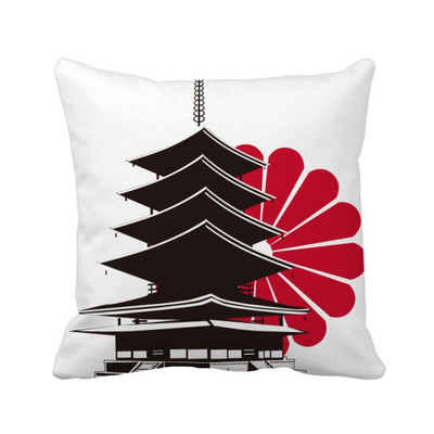 

Japanese Chrysanthemum&Temple Square Throw Pillow Insert Cushion Cover Home Sofa Decor Gift
