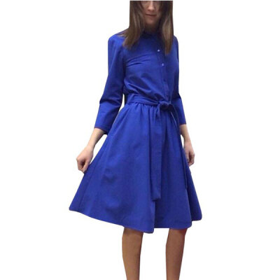 

Lovaru ™2015 summer style dress women A-line solid O-neck mini party long sleeve women dresses casual style