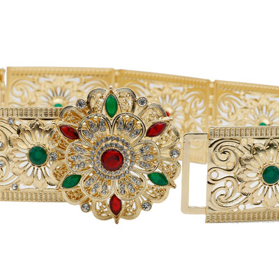 

Fashion Bridal Jewelry European Women Ethnic Flower Waist Chain Belt Sash Waistband Crystal Romania Traditional Body Jewelery