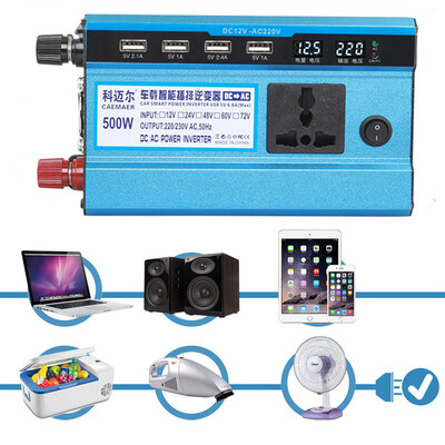 

Автомобильный инвертор 4 USB 12V / 24V до 220V цифровой дисплей защитного напряжения Автомобильное зарядное устройство с двойным д
