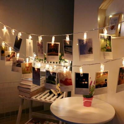 

Gong Xun LED creative photo clip light string neon small lantern room decoration lamp hanging lamp photo wall dressing lamp 3 m 20 lamp warm light battery