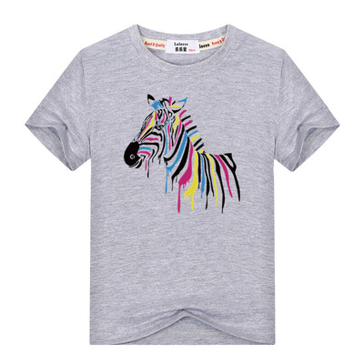 

Новые мальчики девочек хлопка футболки печати Zebra футболки детей выходные праздничной одежды футболки Топы партии подарок на ден