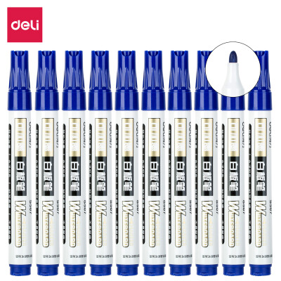 

Deli deli can be inked&wiped easily whiteboard pen blue 10 box S507