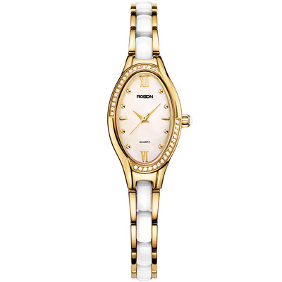 

ROSDN Brand Women Rose Gold Watch Luxury Crystal Sapphire Ladies Ceramic Band Quartz Watch Waterproof Wristwatches
