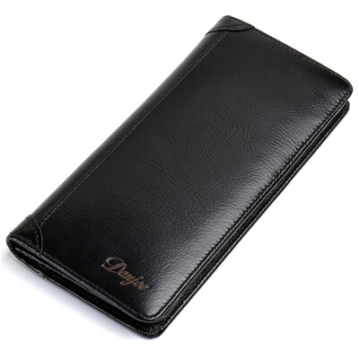 

DANJUE Mens Wallets Genuine Leather Long Purse Man Soft Leather Clutch Money Bag Business Male Card Holder Leisure Phone Wallet