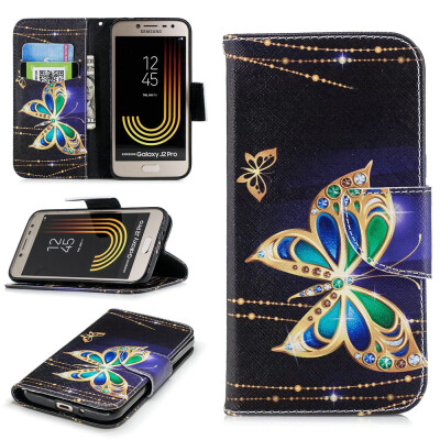 

BEFOSPEY Painting PU LeatherSoft TPU Card Slot Stand Wallet Case For Samsung Galaxy J2 Pro2018 J2201850