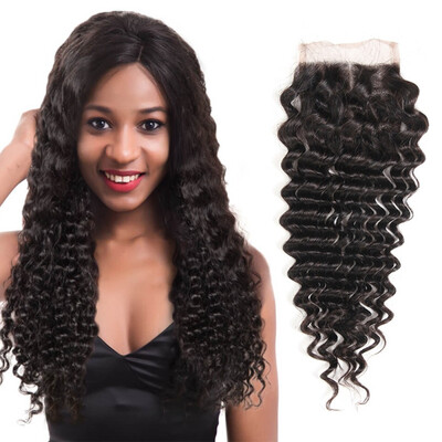 

Candace Brazilian Hair Deep Wave 4"x4" Lace Closure With Baby Hair 100 Human Hair Free Part Closure 8-20inch In Stock