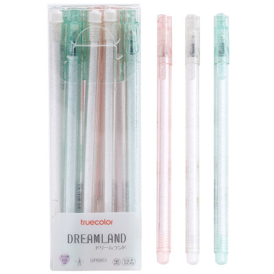 

True color TRUECOLOR student 05mm black gel pen pen pen full needle tube creation dream island series 12 box GP6951