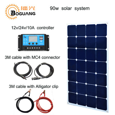 

BOGUANG 90w Водонепроницаемая солнечная система 1шт 90w панель 10A USB-Контрольный MC4 разъем для батареи 12v /RV /Яхта /машина