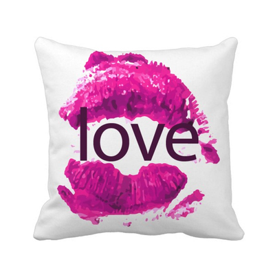 

Valentines Day Pink Lip Love Square Throw Pillow Insert Cushion Cover Home Sofa Decor Gift