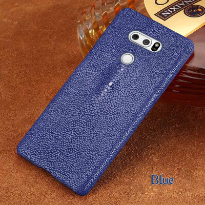 

Genuine Leather Phone Case For LG G3 G4 G5 G6 Case Natural Pearl Fish Skin Back Cover