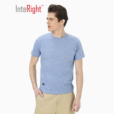 

INTERIGHT Mens T-Shirt Round Neck Cotton Casual Short Sleeve Lake Blue XXL