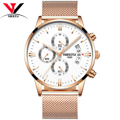 

NIBOSI Quartz Wrist Watch Male Clock Men Watch Fashion Top Brand Luxury Wristwatch Mesh Strap Stainless Steel Waterproof Relogios